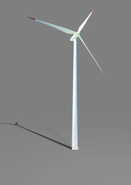 Větrná turbína v šedém pozadí — Stock fotografie