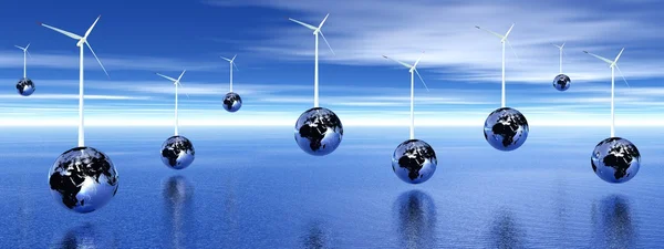 在地球上的风力涡轮机 — 图库照片