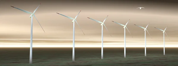 Větrné turbíny v přírodě zataženo — Stock fotografie