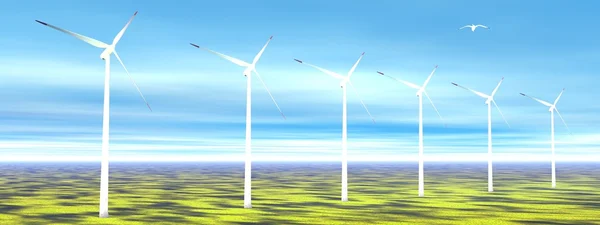 Turbinas eólicas na natureza — Fotografia de Stock