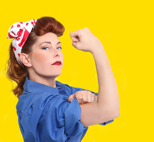 Iconic Image of a Female Factory Worker from the 1950 Era
