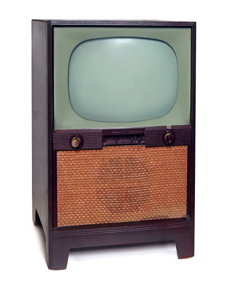 Vintage 1950 tv televizyon üzerinde beyaz izole — Stok fotoğraf