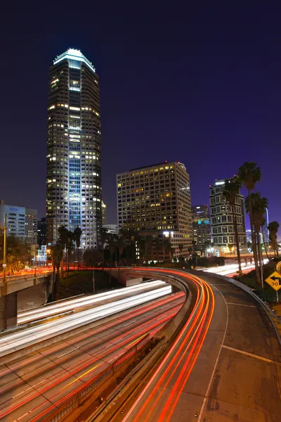 Timelapse зображення з Лос-Анджелеса автомагістралей на заході сонця — стокове фото