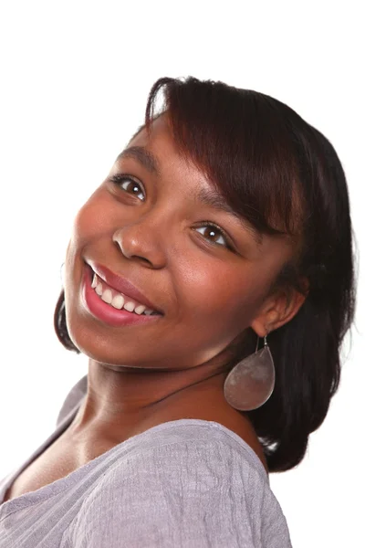 Szép afro-amerikai nő, fehér — Stock Fotó