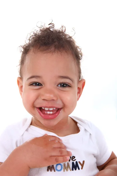 Mixte Race bébé tout-petit garçon sur blanc — Photo
