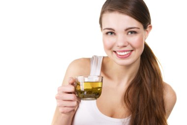 Young beautiful woman with a cup of tea clipart