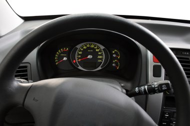 Steering wheel and dashboard clipart