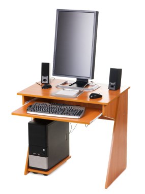 Modern personal computer on a table clipart