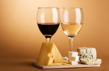 Wine and cheese still-life clipart