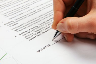 Signing a generic license agreement clipart