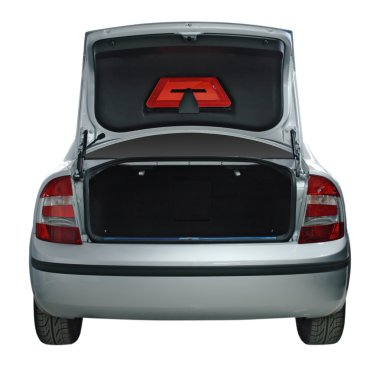 Rear view of a car with an open trunk clipart