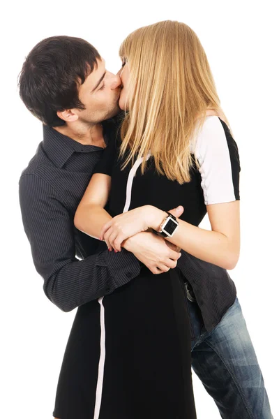 Młoda para elegancki jest całowanie — Zdjęcie stockowe