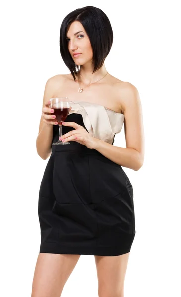 Beautiful young lady holding a glass of wine — Stock Photo, Image
