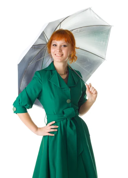 Vacker dam med ett paraply — Stockfoto