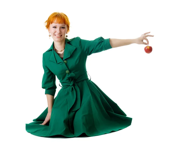 Hermosa dama sosteniendo una manzana —  Fotos de Stock