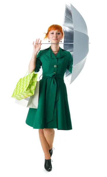 Mooie dame met een paraplu — Stockfoto