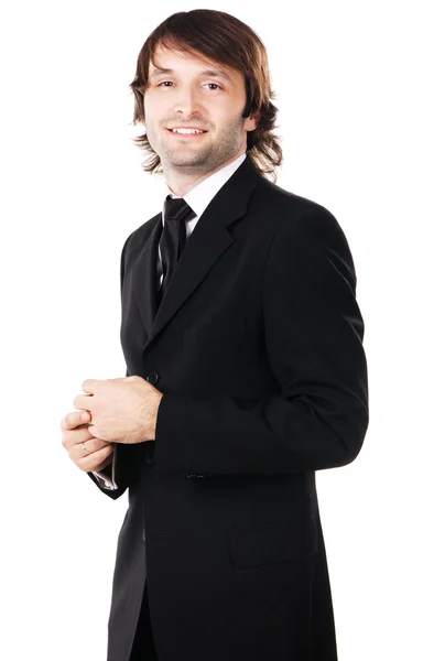 Елегантний чоловік в чорному костюмі — стокове фото