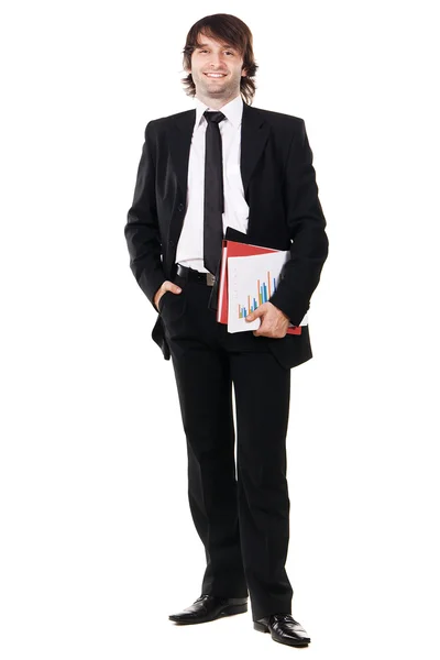 Businessman with papers and folders — Stock Fotó