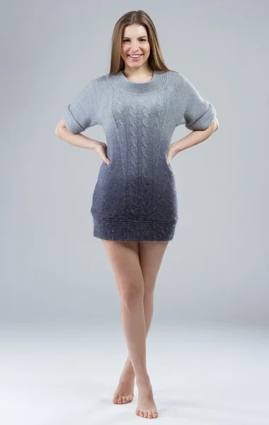 Elegáns modell gyapjú pulóver — Stock Fotó