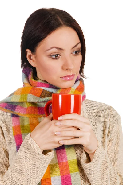 Yougn mooie vrouw met een kopje thee — Stockfoto