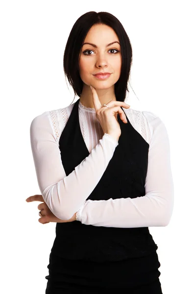 白い背景の上の若い美しい女性実業家 — ストック写真