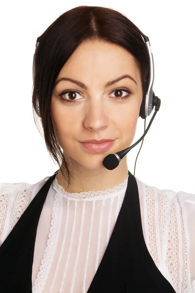 Jonge mooie call center exploitant — Stockfoto