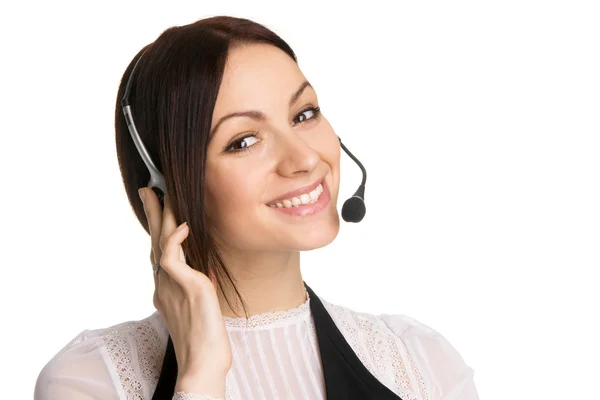 Unga vackra call center operatör — Stockfoto