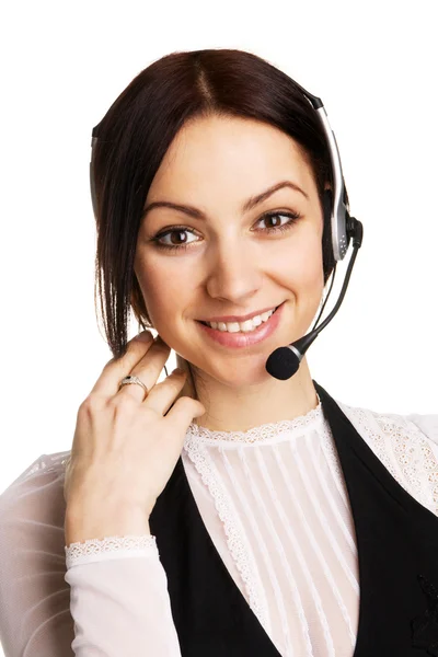 Giovane bella operatore call center — Foto Stock