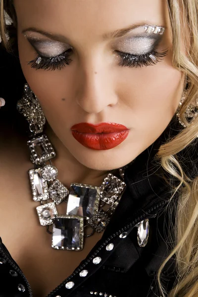 Beautiful woman with creative makeup — Stock Photo, Image