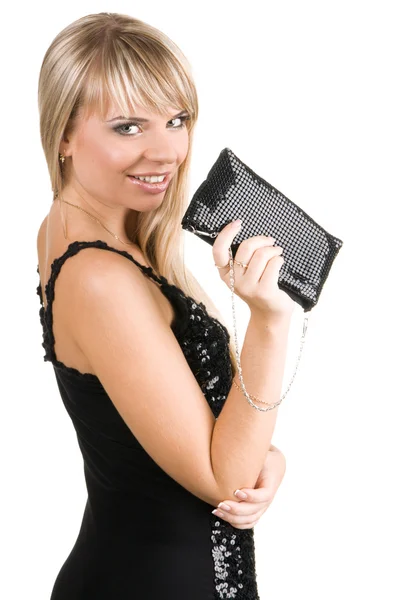 Charmig ung kvinna med fancy-bag — Stockfoto
