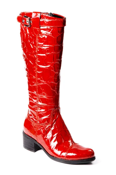 Botas femininas vermelhas modernas — Fotografia de Stock