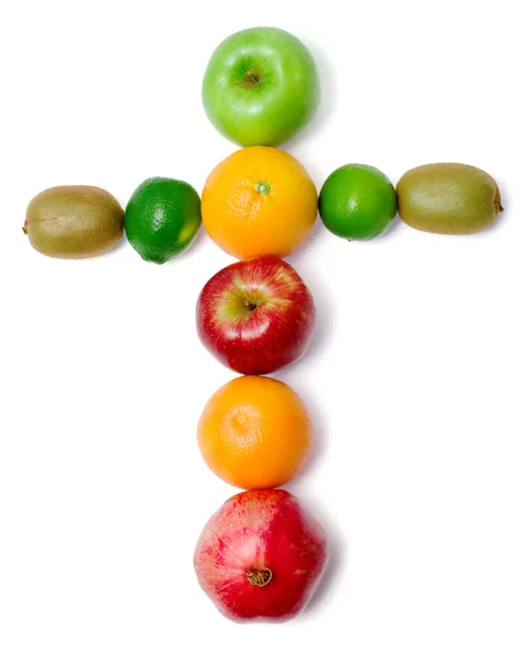 stock image Cross made of fresh fruit