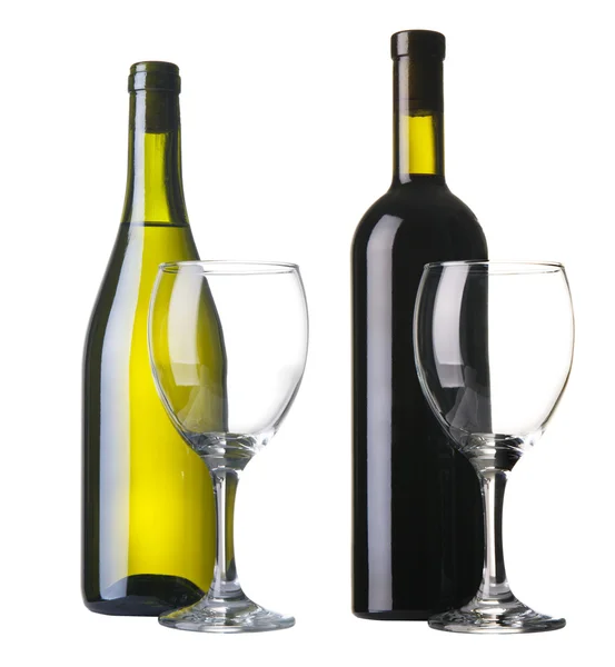 Botella de vino tinto y blanco —  Fotos de Stock