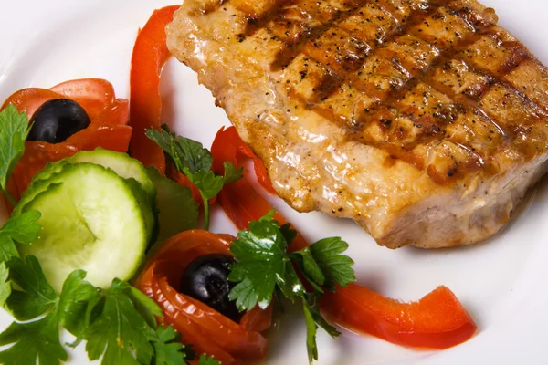 stock image Delicious steak with vegetables