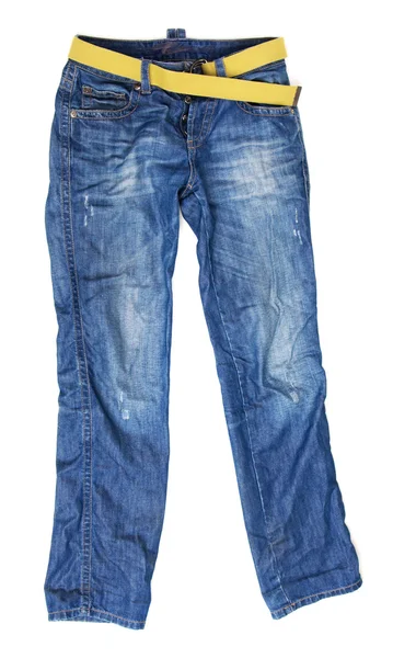 Stílusos jeans felső fehér háttér — Stock Fotó