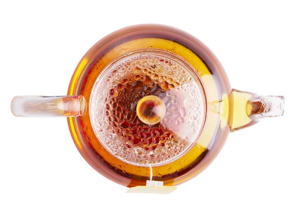 Tetera de vidrio de té negro caliente —  Fotos de Stock