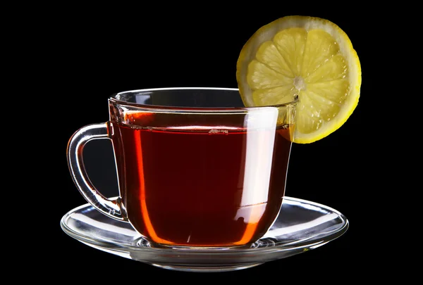 Cup of black tea with lemon — Stock Photo, Image