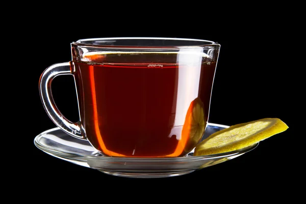 Cup of black tea with lemon — Stock Photo, Image