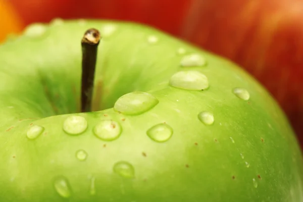 Fresh green apple macro photo — Stock Photo, Image