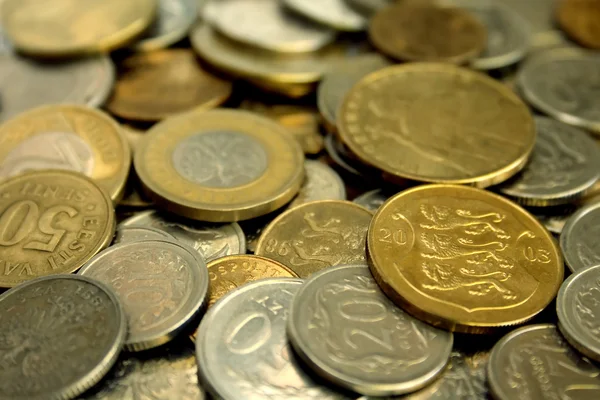 Uma pilha de moedas close-up — Fotografia de Stock