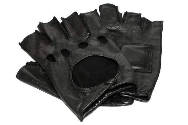 Пара чорних шкіряних рукавичок — стокове фото