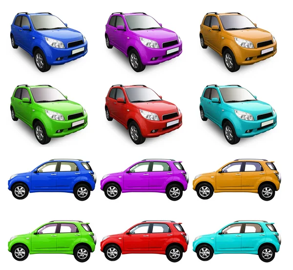 Ассортимент автомобилей разного цвета — стоковое фото