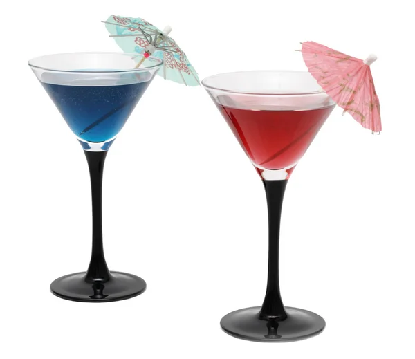 Dwa koktajle z parasolami — Zdjęcie stockowe