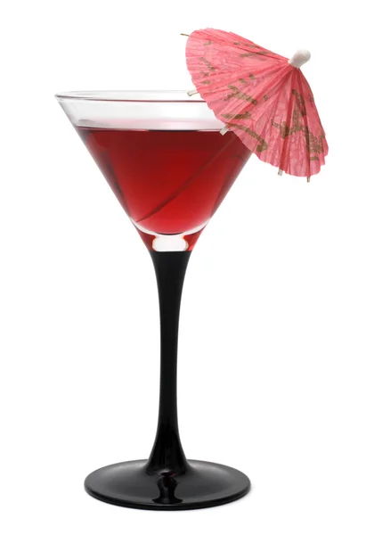Red cocktail with an umbrella — Stock Photo, Image