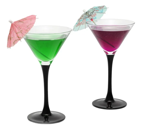 Two cocktails with umbrellas — Stock Photo, Image