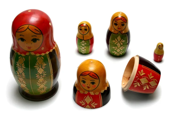 Disassembled russian matreshka toys — Stock Photo, Image