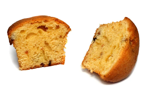 Two muffin pieces on white — Stock Photo, Image