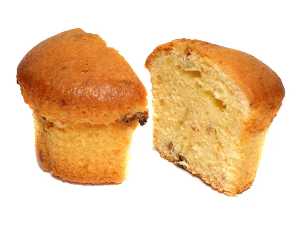 Doce muffin cortado em dois pedaços — Fotografia de Stock