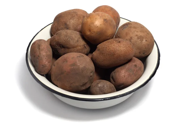 Bowl of raw organic potatoes — Stock Photo, Image