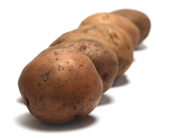 Row of organic raw potatoes — Stock Photo, Image